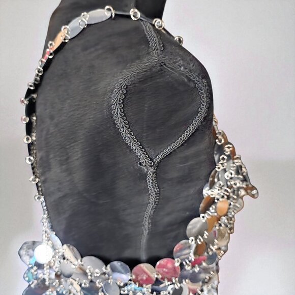 NWT AUDREY PARKS ( LG ) Disco Shiny Adjustable Fit Large Sequin Vest - Picture 6 of 10